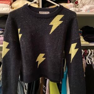 Franklyn and Dailey navy blue speckled lightening bolt sweater